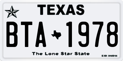 TX license plate BTA1978