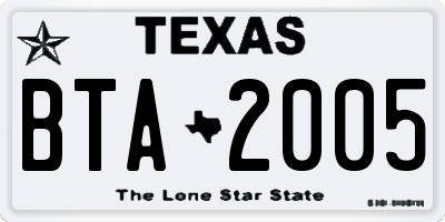 TX license plate BTA2005