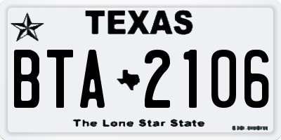 TX license plate BTA2106