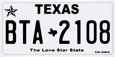 TX license plate BTA2108