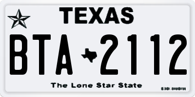 TX license plate BTA2112