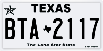 TX license plate BTA2117