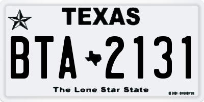 TX license plate BTA2131