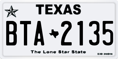 TX license plate BTA2135