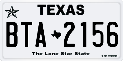 TX license plate BTA2156