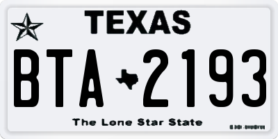 TX license plate BTA2193