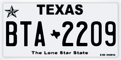 TX license plate BTA2209