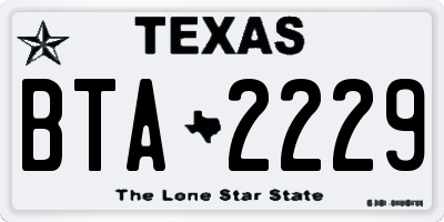 TX license plate BTA2229