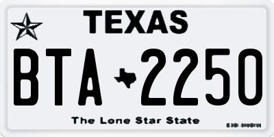 TX license plate BTA2250