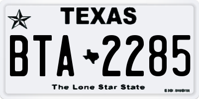 TX license plate BTA2285