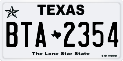 TX license plate BTA2354