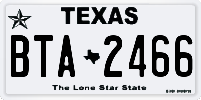 TX license plate BTA2466