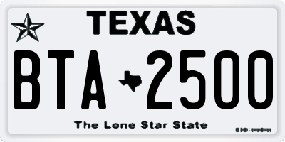 TX license plate BTA2500