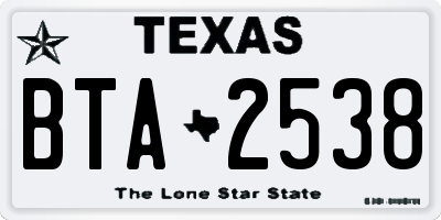 TX license plate BTA2538