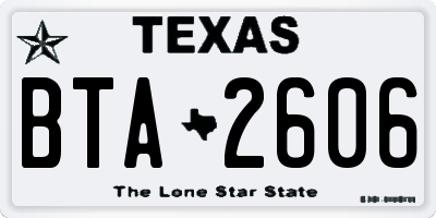 TX license plate BTA2606