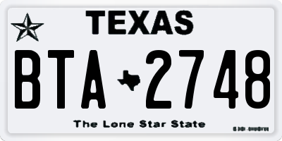 TX license plate BTA2748