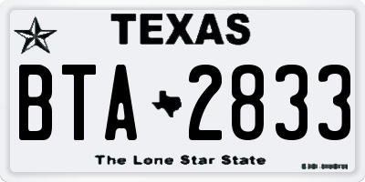 TX license plate BTA2833