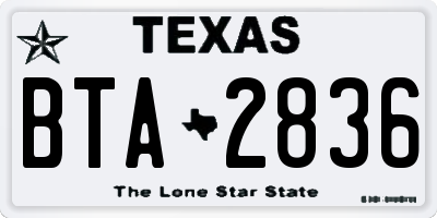 TX license plate BTA2836