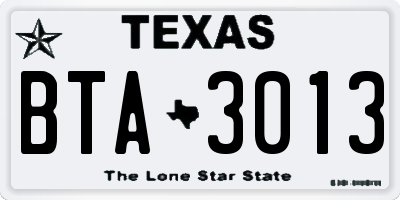 TX license plate BTA3013