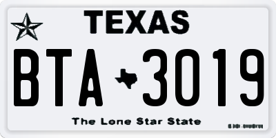 TX license plate BTA3019
