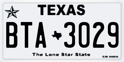 TX license plate BTA3029
