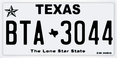 TX license plate BTA3044