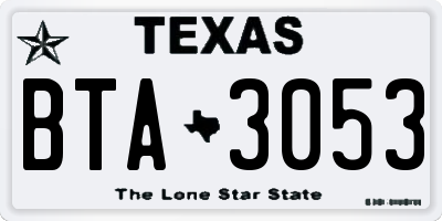 TX license plate BTA3053
