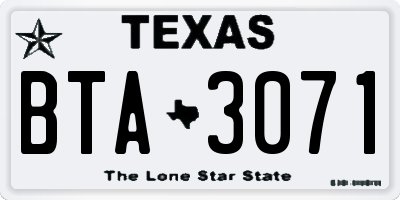 TX license plate BTA3071