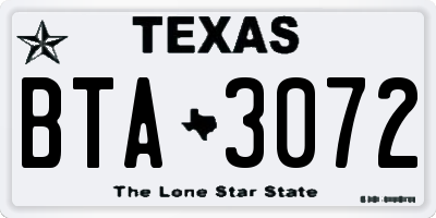 TX license plate BTA3072