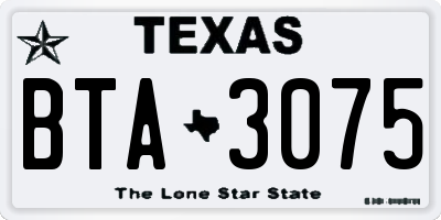 TX license plate BTA3075