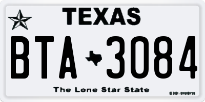 TX license plate BTA3084
