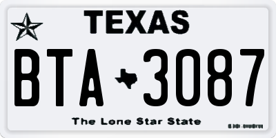 TX license plate BTA3087