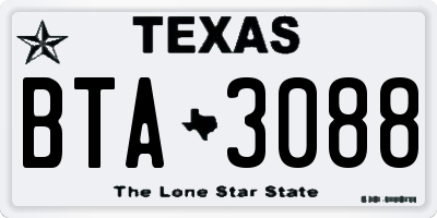 TX license plate BTA3088