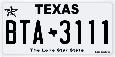 TX license plate BTA3111