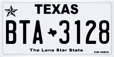 TX license plate BTA3128