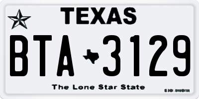 TX license plate BTA3129