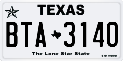 TX license plate BTA3140