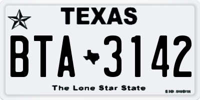 TX license plate BTA3142