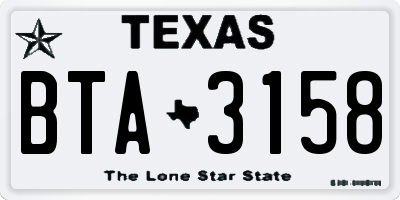 TX license plate BTA3158