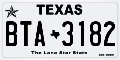 TX license plate BTA3182