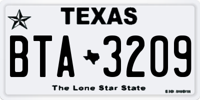 TX license plate BTA3209