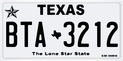 TX license plate BTA3212