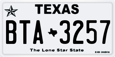 TX license plate BTA3257