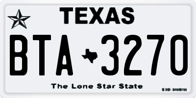 TX license plate BTA3270