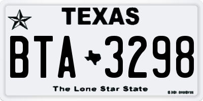 TX license plate BTA3298