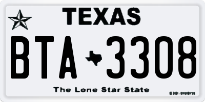 TX license plate BTA3308