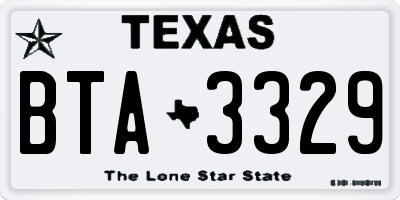 TX license plate BTA3329