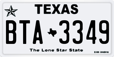 TX license plate BTA3349