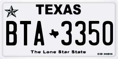 TX license plate BTA3350