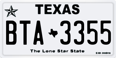 TX license plate BTA3355